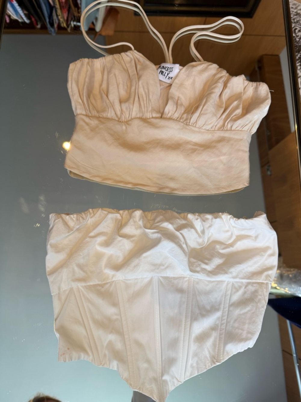 Princess Polly Bundle: Off-White Corset (4) and Cream Halter Crop Top (2)